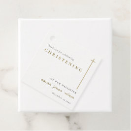Classy Elegant Minimal Gold Typografie Christening Geschenkanhänger