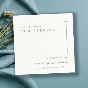 Classy Elegant Minimal Gold Typografie Christening Serviette