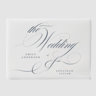 Classy Elegant Navy Blue Calligraphy Wedding