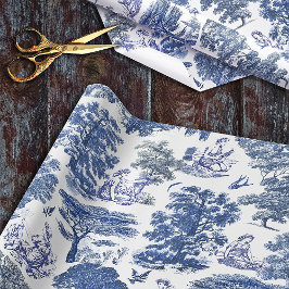 Classy Elegant Rustic Blue Country Toile Geschenkpapier