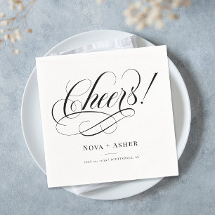 Classy Elegant Simple Cheers Personalisiert Hochze Serviette