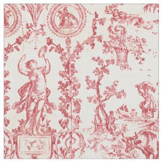 Classy Elegant Vintage Red French Country Toile Stoff