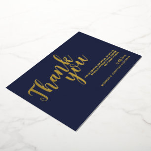 Classy Elegant Wedding Vielen Dank Navy und Gold Folieneinladung