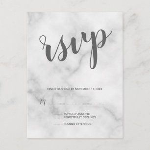 Classy Elegant White Marble Wedding RSVP Einladungspostkarte