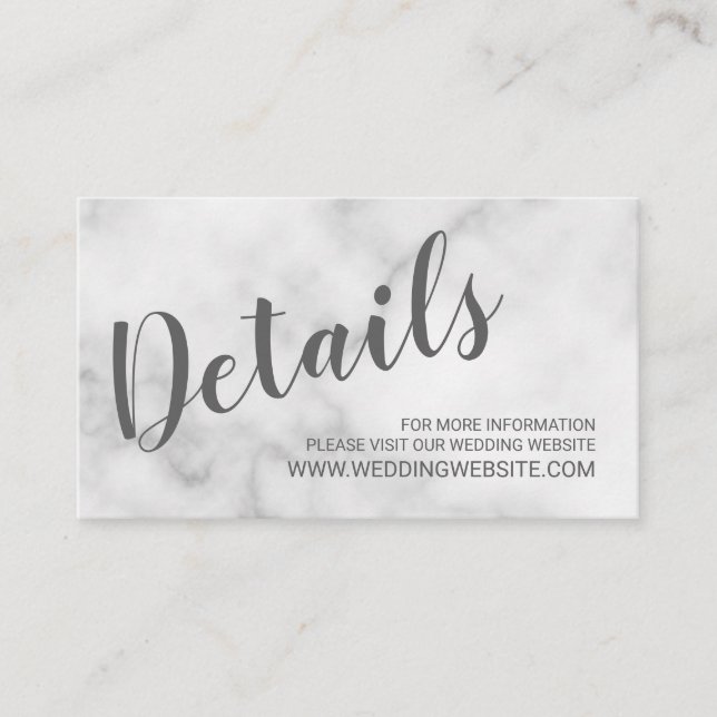 Classy Elegant White Marble Wedding Website Card Begleitkarte (Vorderseite)