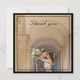 Classy & Elegante Black & Cream Ivory Wedding Foto Dankeskarte