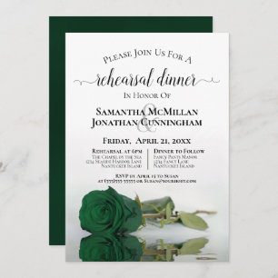 Classy Emerald Green Rose Hochzeit Probe Dinner Einladung