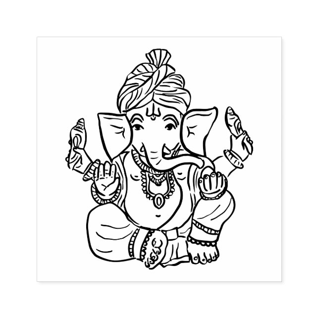 Classy Ethnic Ganesha | Indischer Gott Zeichnend Gummistempel (Prägung)