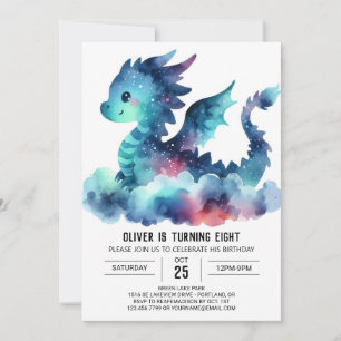 Classy Fiery Dragon Birthday Celebration Einladung