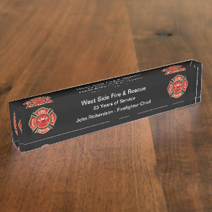 Classy Fireman Retirement Acrylic Desk Plaques Namensplakette