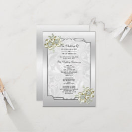 Classy Floral Gem, Silver Gerahmt Wedding Program