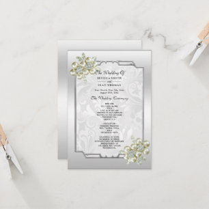 Classy Floral Gem, Silver Gerahmt Wedding Program