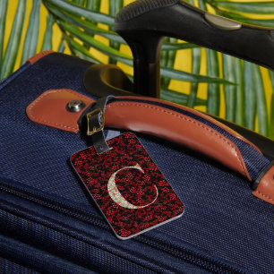 Classy Floral Mit Monogramm Letter C dunkelrot Gepäckanhänger