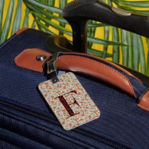 Classy Floral Mit Monogramm Letter F green red Gepäckanhänger