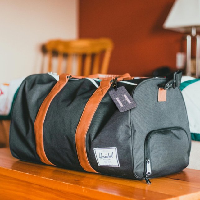 Classy Floral Mit Monogramm Letter H dunkel lila Gepäckanhänger (Von Creator hochgeladen)