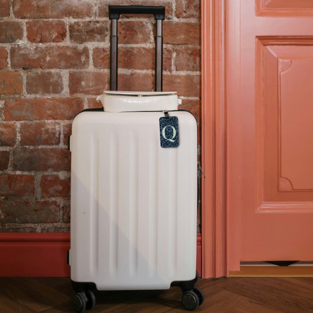 Classy Floral Mit Monogramm Letter Q blau Gepäckanhänger (Von Creator hochgeladen)