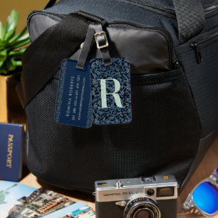 Classy Floral Mit Monogramm Letter R blue Gepäckanhänger