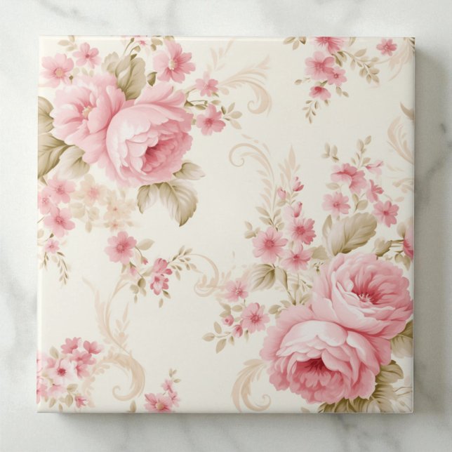 Classy Floral Rose Petal Pink Fliese (Von Creator hochgeladen)