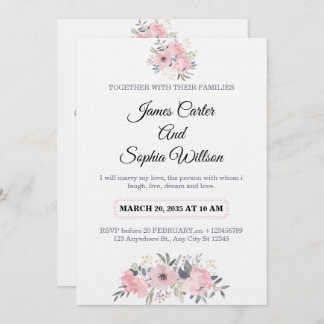 Classy Floral Wedding Invitation elegant card Einladung