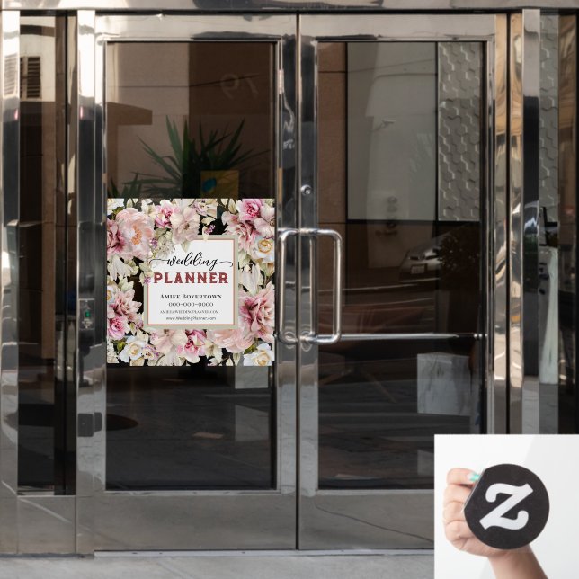 Classy Floral Wedding Planner Business Fensteraufkleber (Büro Tür)