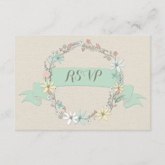 Classy Floral Wreath und Banner UAWG RSVP Karte