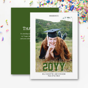 Classy Forest Green Graduate 2024 Abschluss Foto Dankeskarte