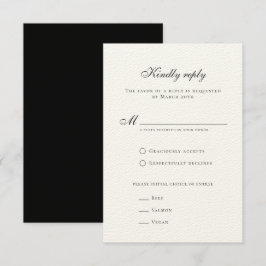 Classy Formal Elegante Schwarz-weiße Hochzeit RSVP Karte