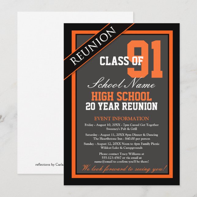 Classy Formal High School Wiedersehen Einladung (Vorne/Hinten)