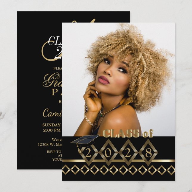 Classy Foto Abschluss - 20XX Einladung (Vorne/Hinten)
