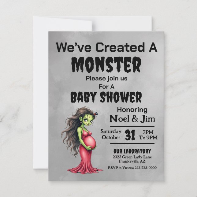 Classy Frankenstein Baby Shower Feiertagskarte (Vorderseite)
