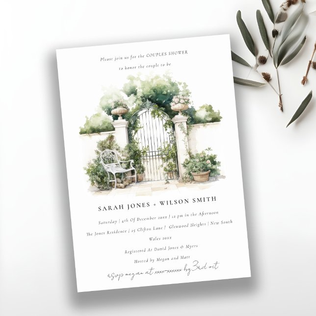 Classy French Garden Landscape Couples Shower Einladung (Von Creator hochgeladen)