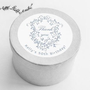 Classy French Viktorianisch Blue 50. Geburtstagspa Runder Aufkleber