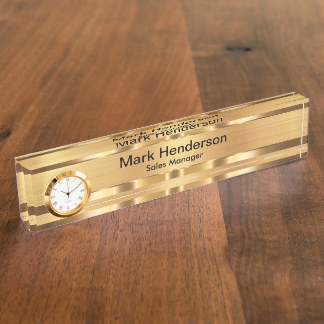 Classy Führungskraft Gold Tone Geschenktafel Namen Namensplakette (Seite)