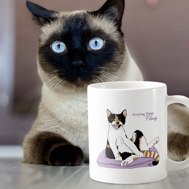 Classy Funny Calico Lila Kaffeetasse (Von Creator hochgeladen)