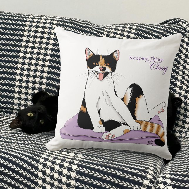 Classy Funny Calico Lila Kissen (Von Creator hochgeladen)
