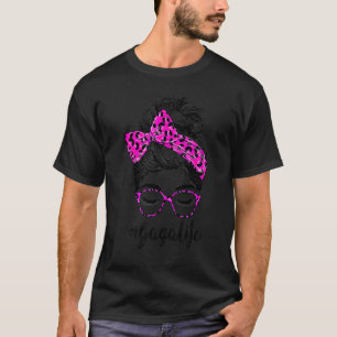 Classy Gaga Life Messy Bun Pink Leopard Print Moth T-Shirt