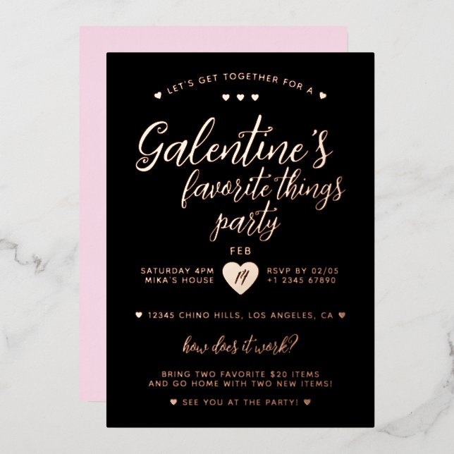 Classy Galentine's Favorite Things Party  Folieneinladung (Vorderseite/Rückseite)