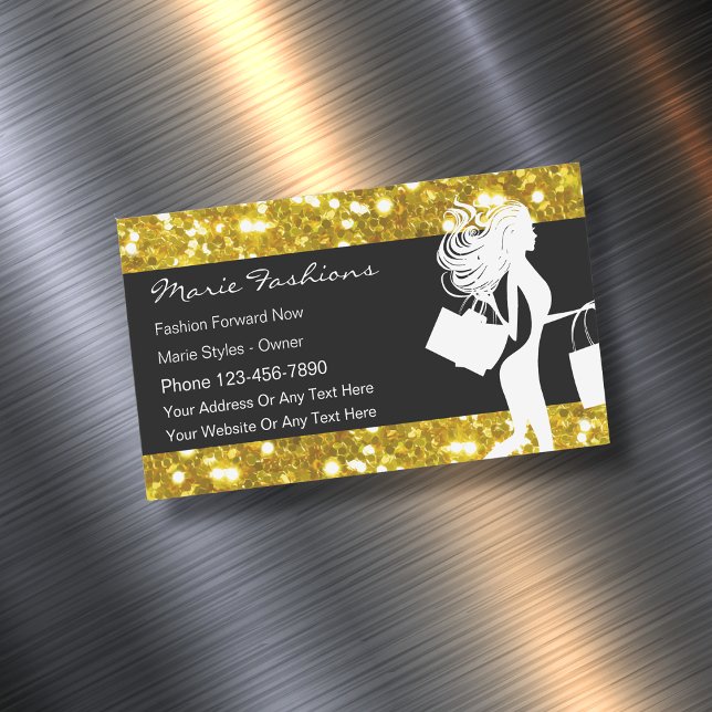 Classy Glitzy Fashion Business Card Magnete (Von Creator hochgeladen)