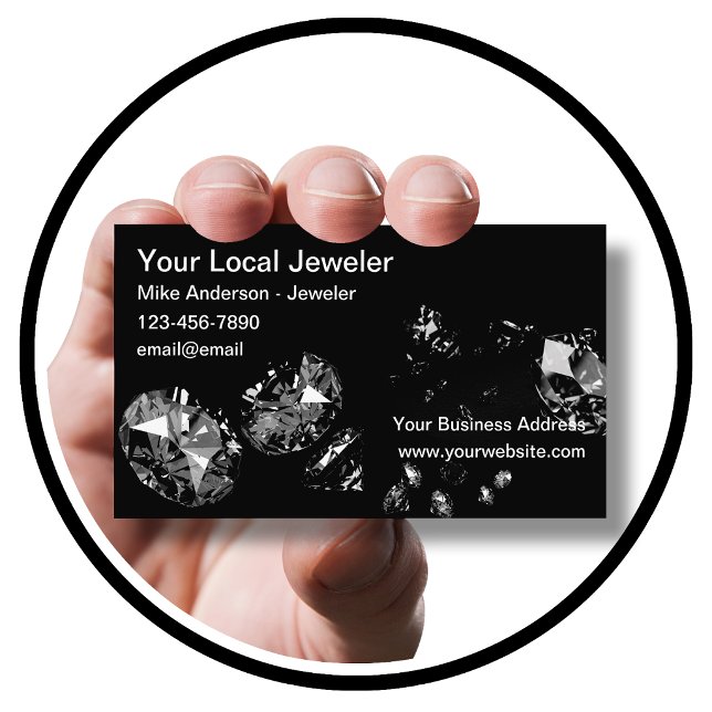 Classy Glitzy Jeweler Diamonds Theme Visitenkarte (Von Creator hochgeladen)