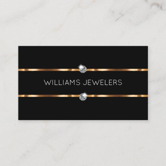 Classy Glitzy Jewelier Store Jeweler Business Card Visitenkarte (Vorderseite)