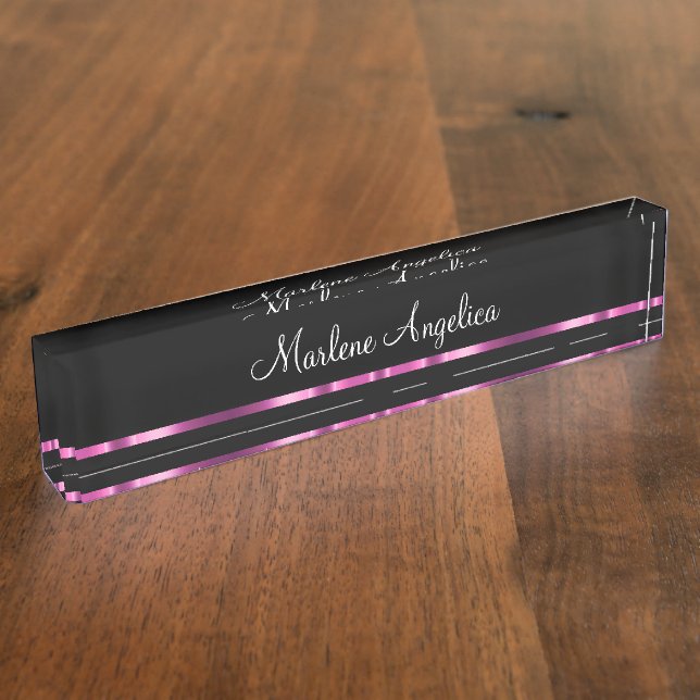Classy Glitzy Ladys Monogram Desk Namplate Namensplakette (Seite)