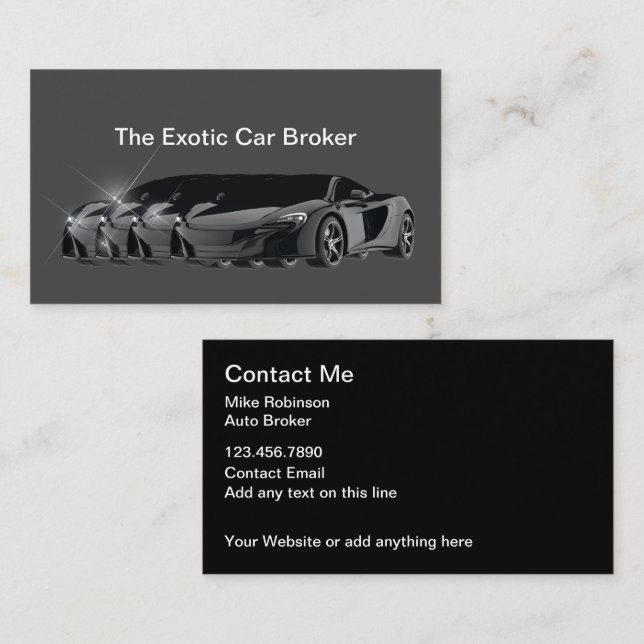 Classy Glossy Exotic Auto Broker Visitenkarte (Vorne/Hinten)