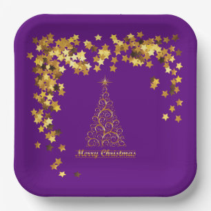 Classy Gold Abstrakte Weihnachtsbaumplatte Pappteller