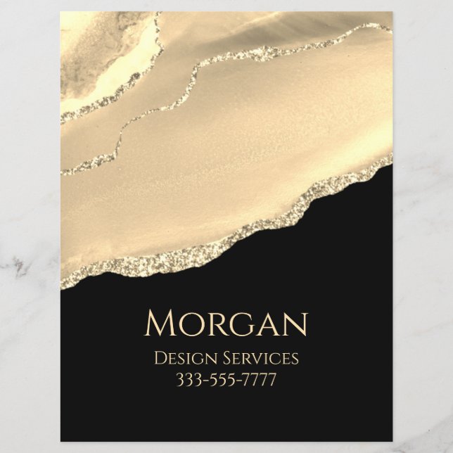 Classy Gold Agate & Glitzer Business Promo Flyer (Vorne)