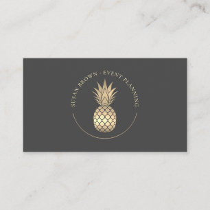 Classy Gold Ananas Logo Business Card Visitenkarte