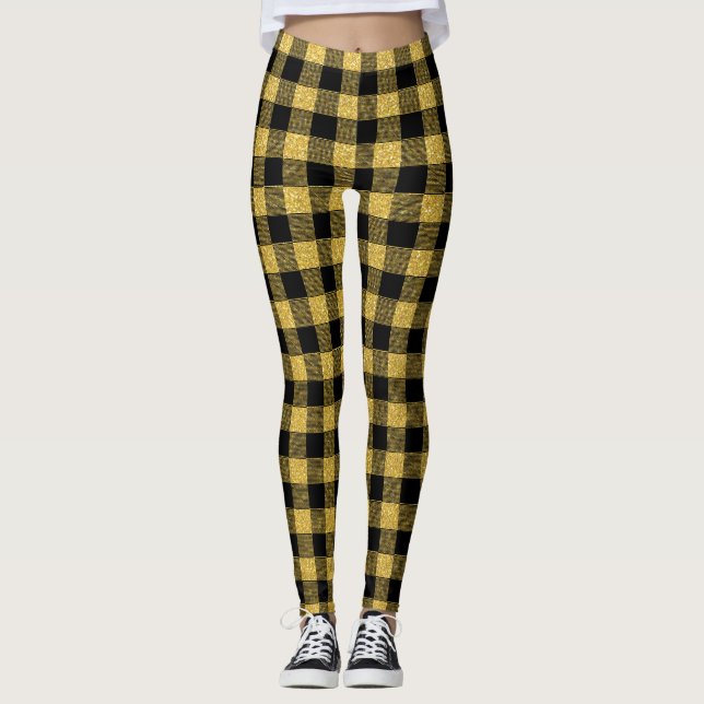 Classy Gold and black Buffalo plaid pattern Leggings (Vorderseite)