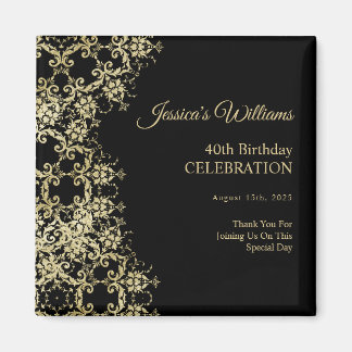 Classy Gold & Black Damask 40. Geburtstag Magnet