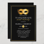 Classy Gold & Black Masquerade Sweet 16 Party Einladung<br><div class="desc">Classy Gold & Black Masquerade Sweet 16 Party Einladungen von Eugene_Designs.</div>