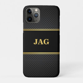 Classy Gold Black Textured Monogram Case-Mate iPhone Hülle