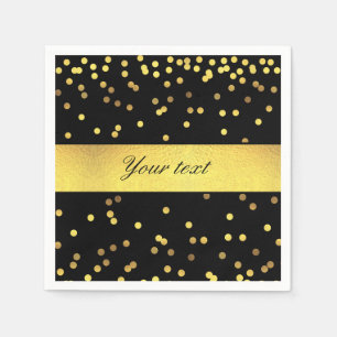 Classy Gold Confetti Schwarz Serviette